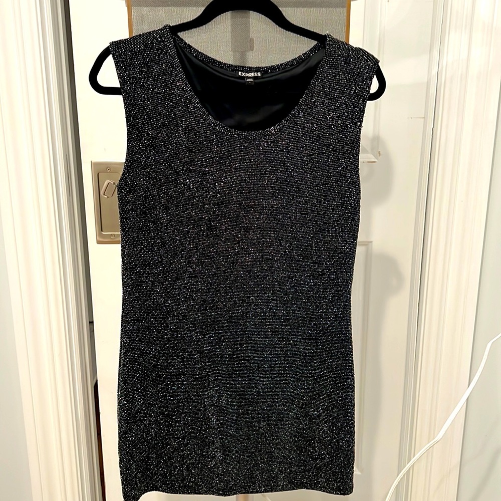 Woman’s Black Sequined Express Tunic or Mini Dress